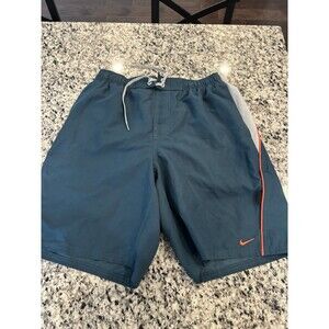 Nike Men's M Swim Trunks Blue Shorts Black Tag Polyester Lined Y2K